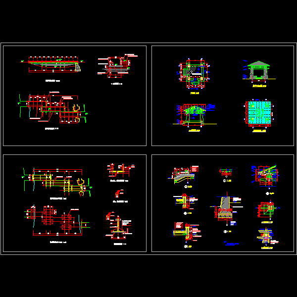木桥与亭CAD图纸施工大样图纸 - 1