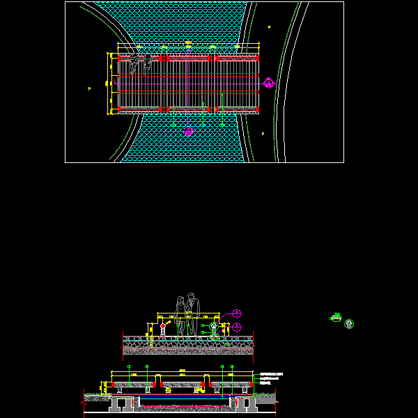 景观木平桥详细设计CAD图纸(大样图) - 1