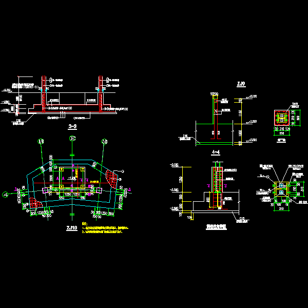 观光梯基础节点构造详细设计CAD图纸 - 1