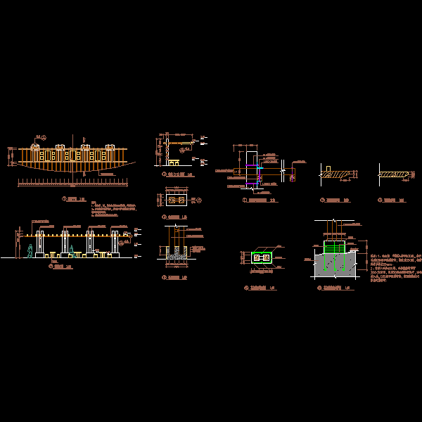 古典公园特色花架设计CAD图纸详图(节点图) - 1