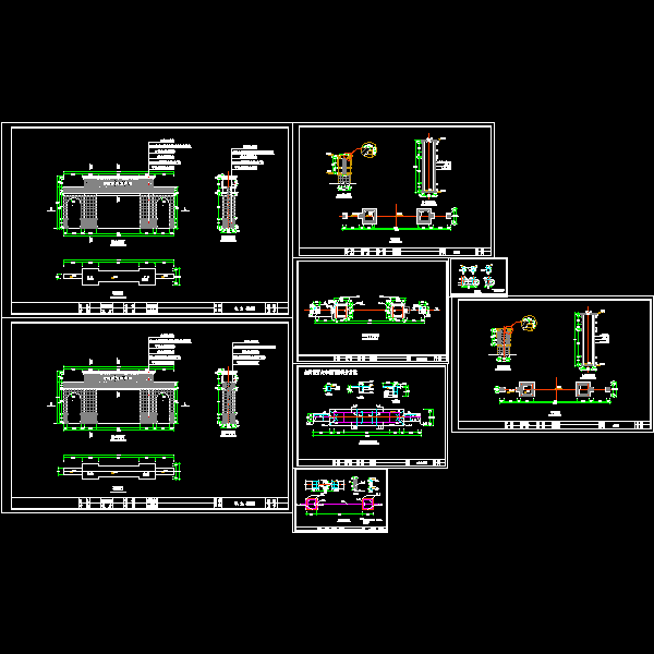 城市场门楼结构设计CAD大样图 - 1