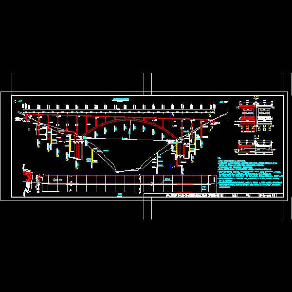 130米钢筋混凝土箱形拱桥设计CAD图纸(板式橡胶支座) - 2