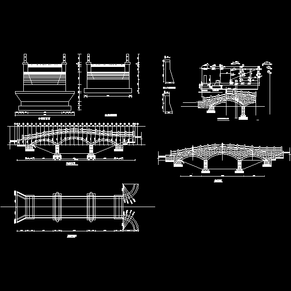 石拱桥施工详细设计CAD图纸(基础平面图) - 1