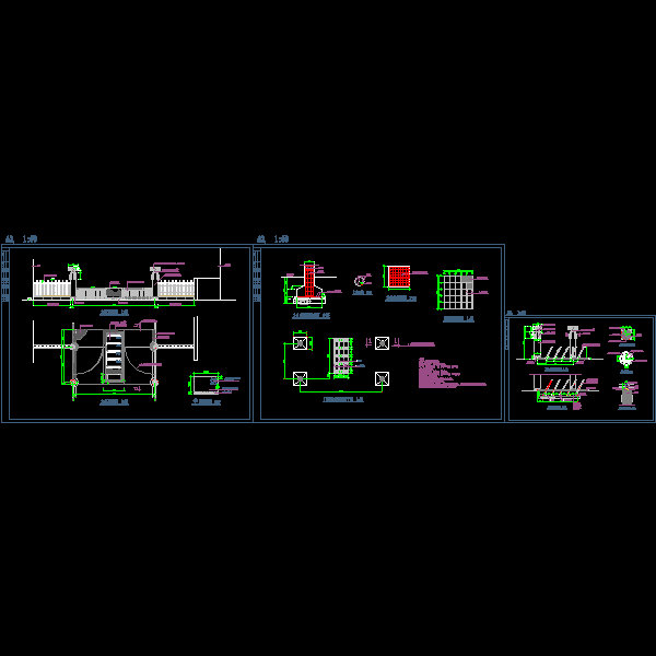 公园大门施工详细设计CAD图纸 - 1