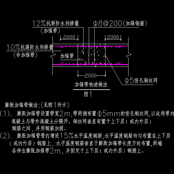 CAD膨胀加强带做法及说明 - 1