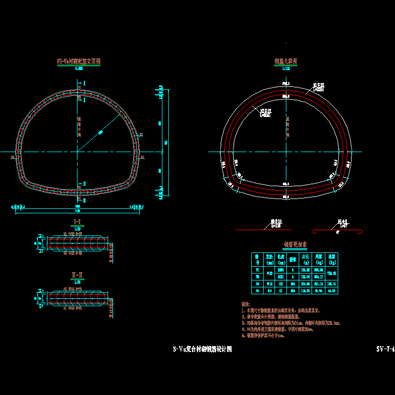 复合式衬砌隧道复合衬砌钢筋节点CAD详图纸设计 - 1