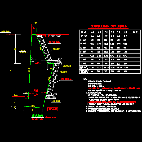 重力式挡土墙节点构造CAD详图纸 - 1