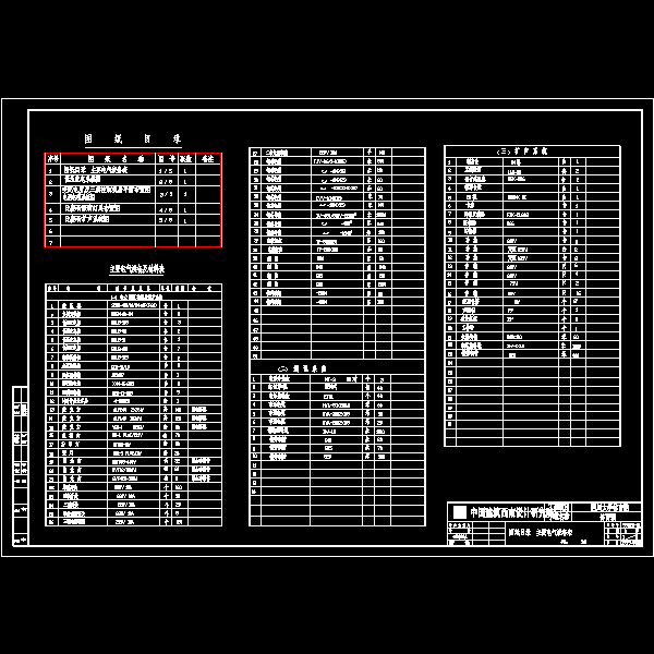 电-图纸目录 主要电气设备表.dwg