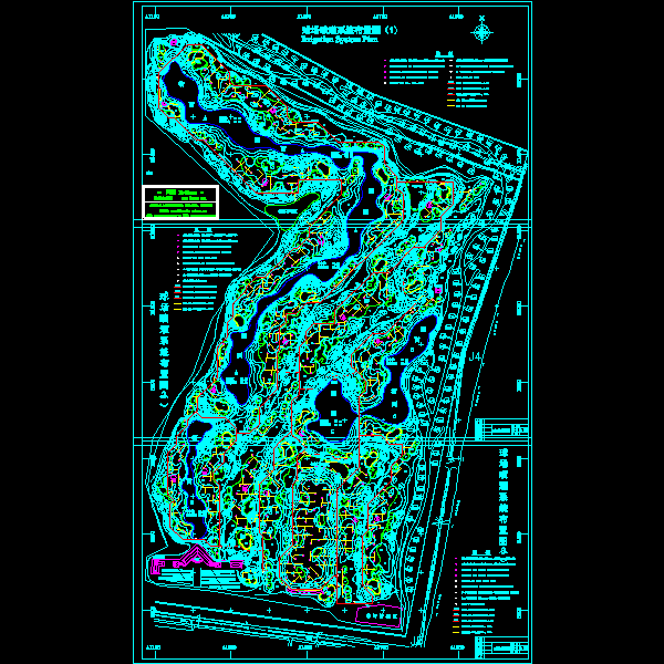 高尔夫球场地形及喷灌系统CAD图纸 - 1