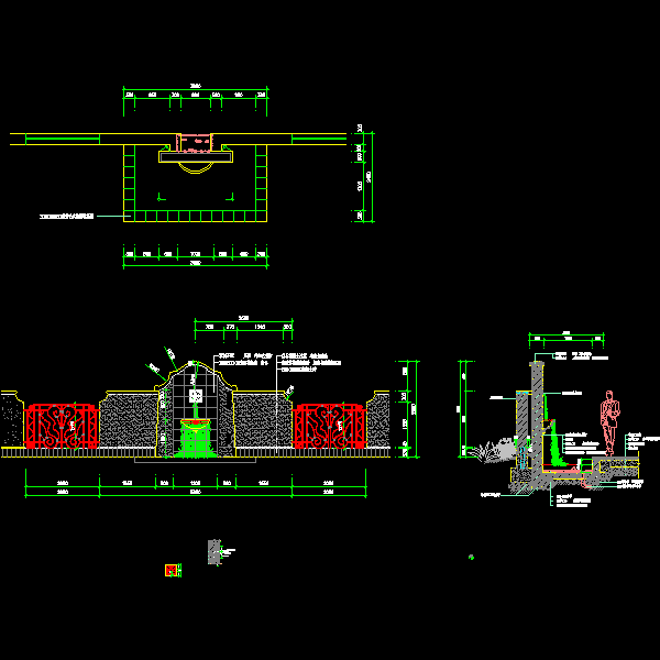 公园水景墙施工详细设计CAD图纸 - 1