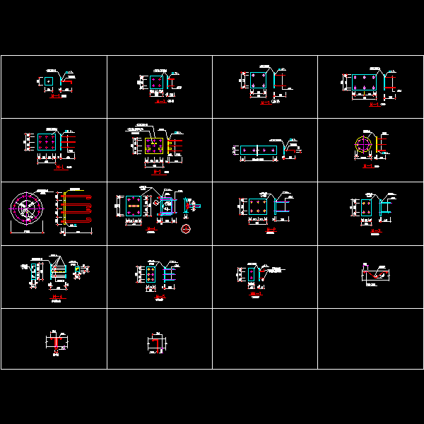 常用预埋件节点构造详细设计CAD图纸(柱间支撑) - 1
