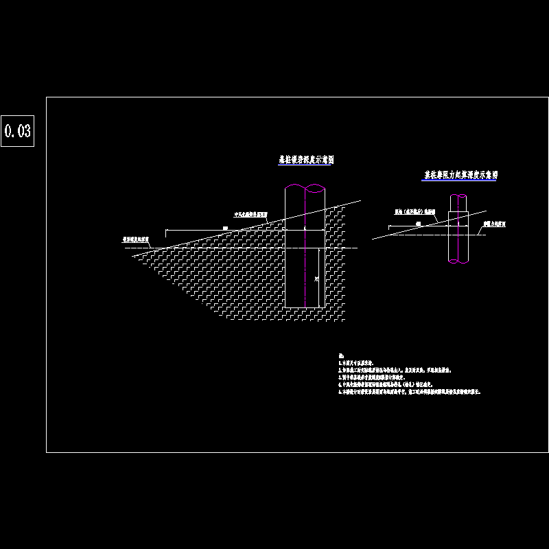 桥梁工程基桩起算深度示意CAD图纸 - 1