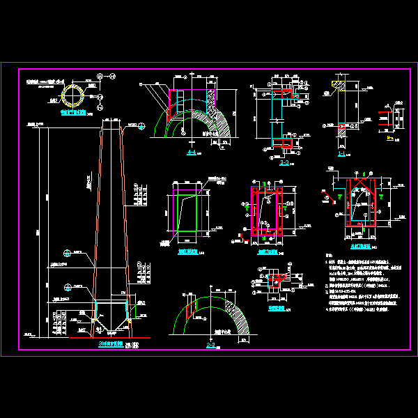 30m砖烟囱构造详细设计CAD图纸(平面布置图) - 1