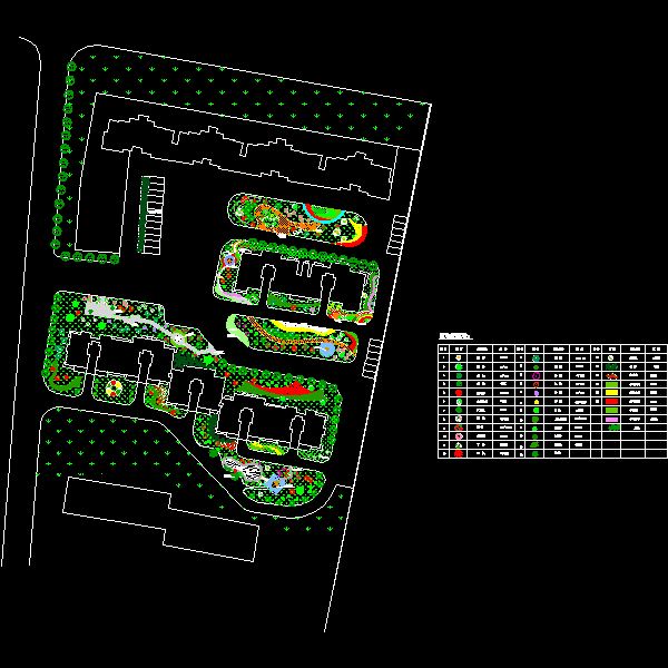 西北小区绿化设计CAD平面图 - 1