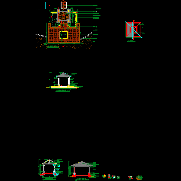 简易景观亭施工详细设计CAD图纸 - 1