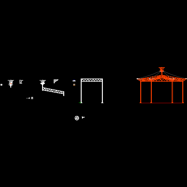 公园六角形钢膜结构工程CAD施工图纸（） - 1