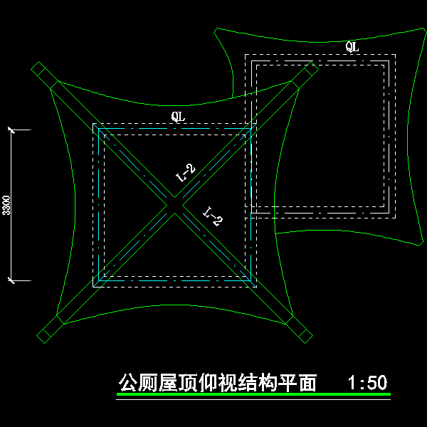 公厕屋顶仰视结构平面pj.dwg