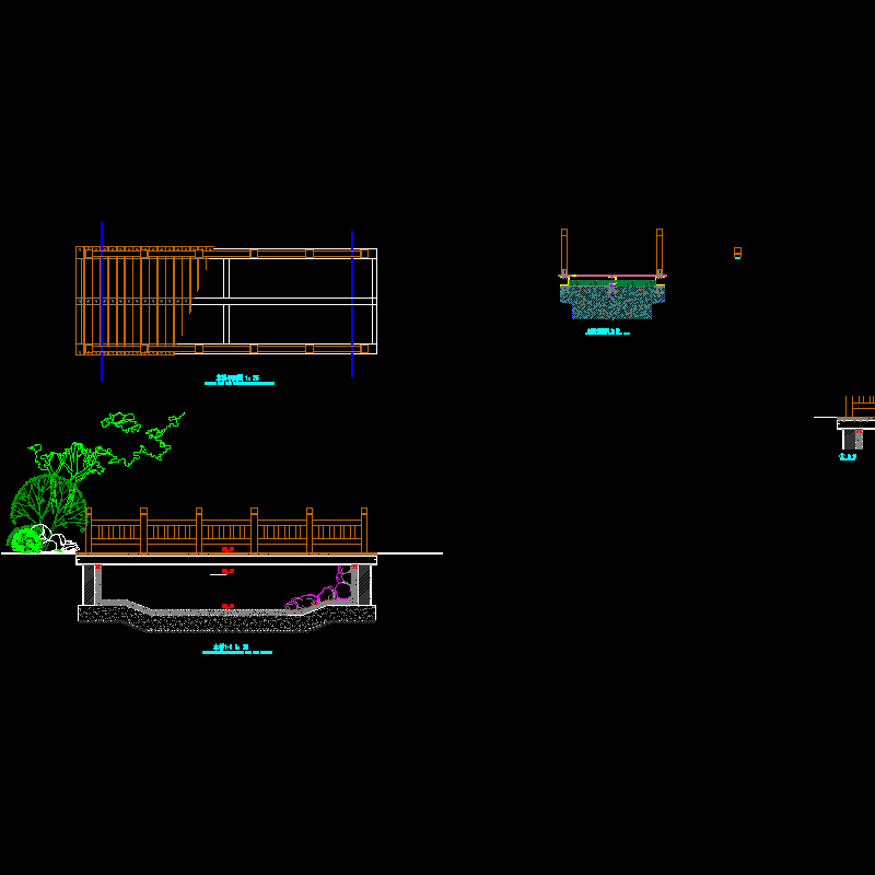 景观木桥施工CAD详图纸 - 1