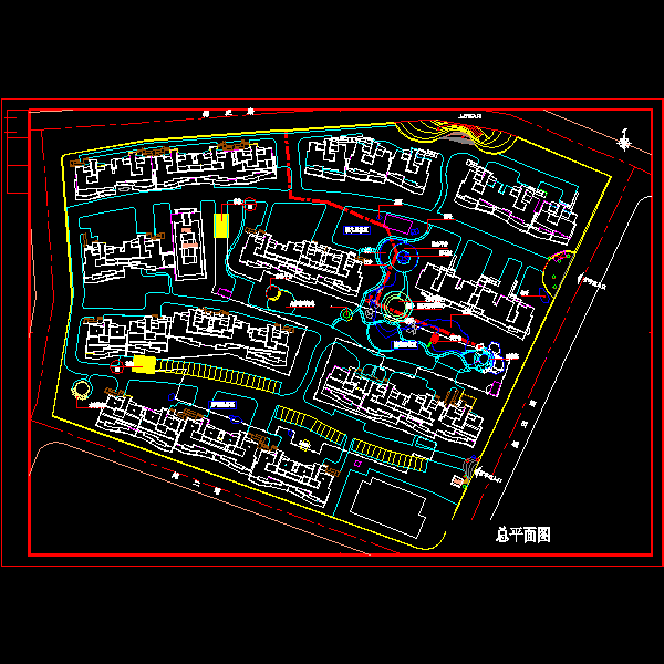 小区规划设计CAD图纸(总平面图) - 1