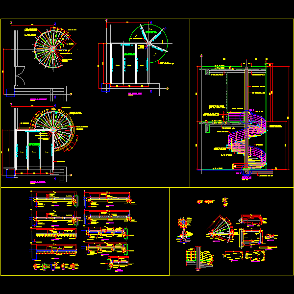 旋转钢楼梯节点构造详细设计CAD图纸(平面布置图) - 1