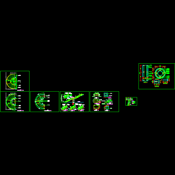 别墅半圆钢结构楼梯节点构造CAD详图（7页图纸） - 1