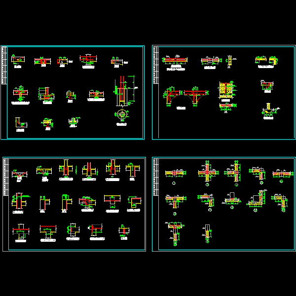 框架节点构造详细设计CAD图纸 - 1