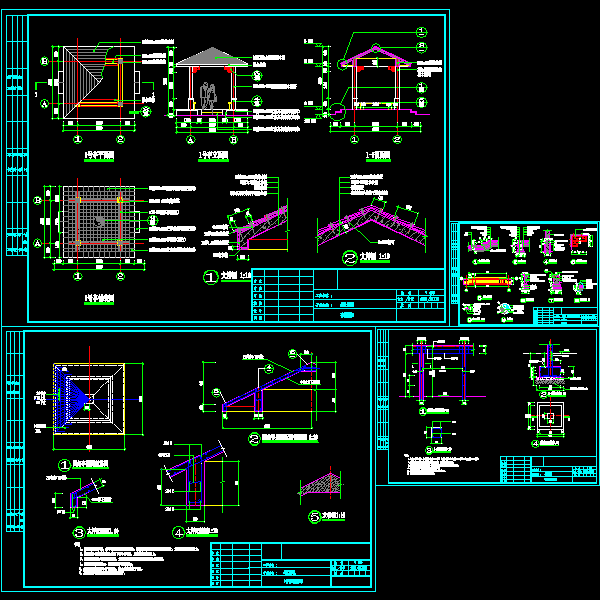 小区景观亭景观节点详细设计CAD图纸 - 1
