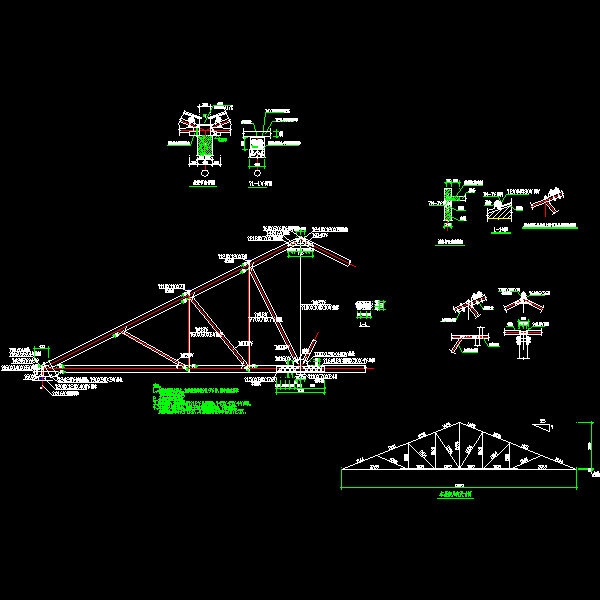 14米跨三角形木屋架节点详细设计CAD图纸 - 1