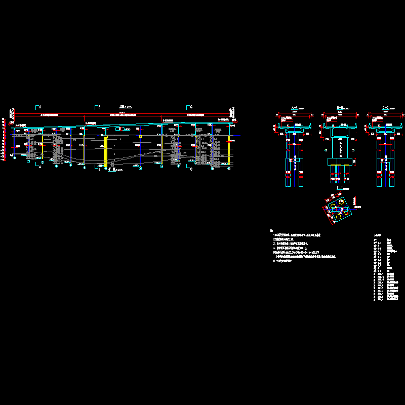 连续箱梁桥桩基地质CAD图纸及桥型布置CAD图纸 - 1