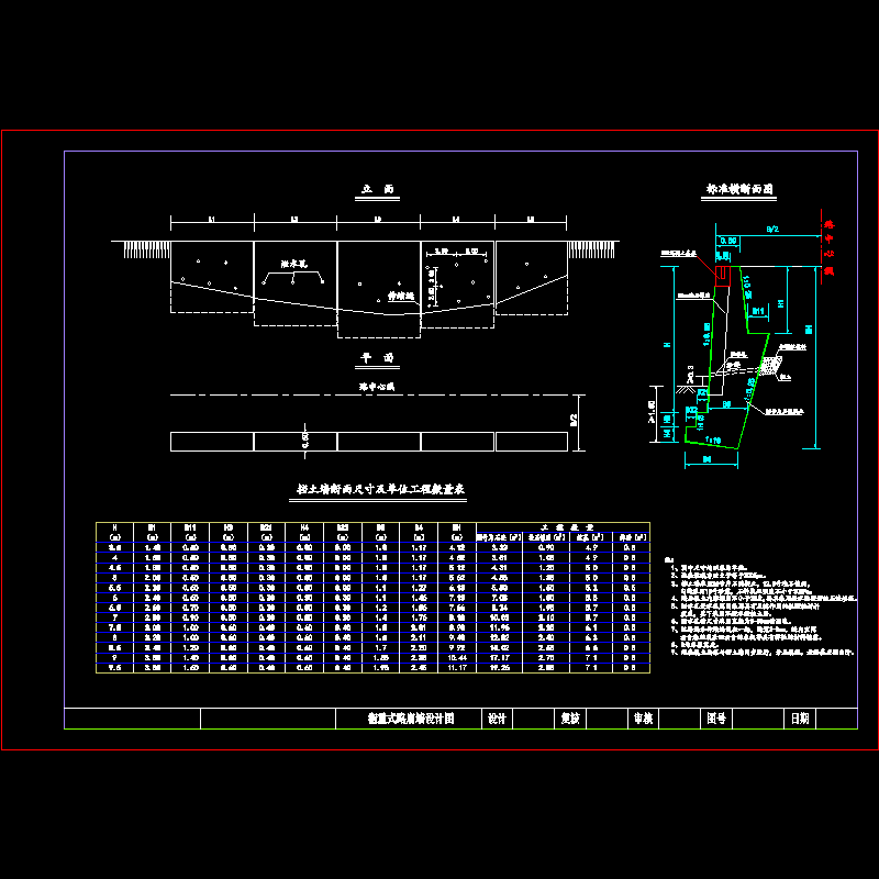 衡重式路肩墙节点构造CAD详图纸 - 1