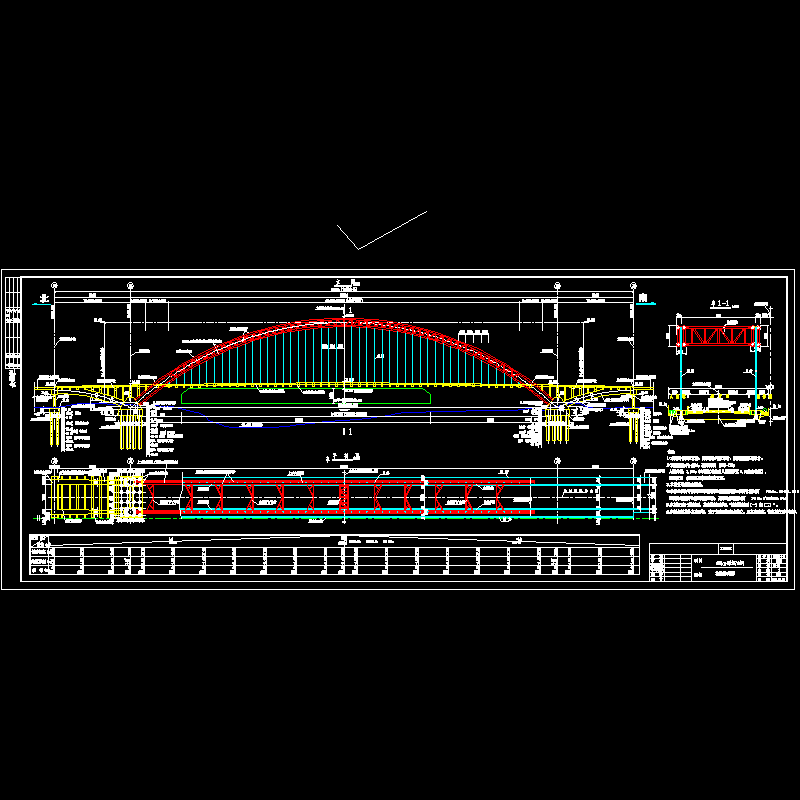 380m中承式钢管混凝土系杆拱桥桥型总体布置节点CAD详图纸设计 - 1