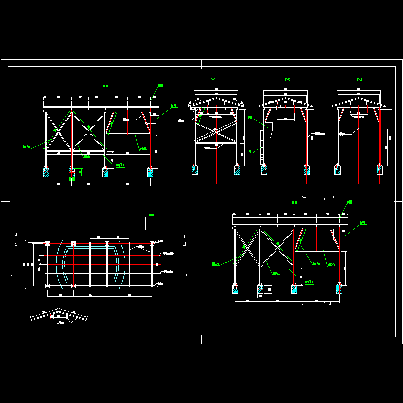 地铁竖井自制井架构造CAD详图纸 - 1