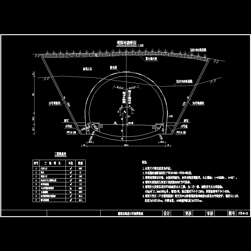 双线分离式隧道右线进口明洞横断节点CAD详图纸设计 - 1