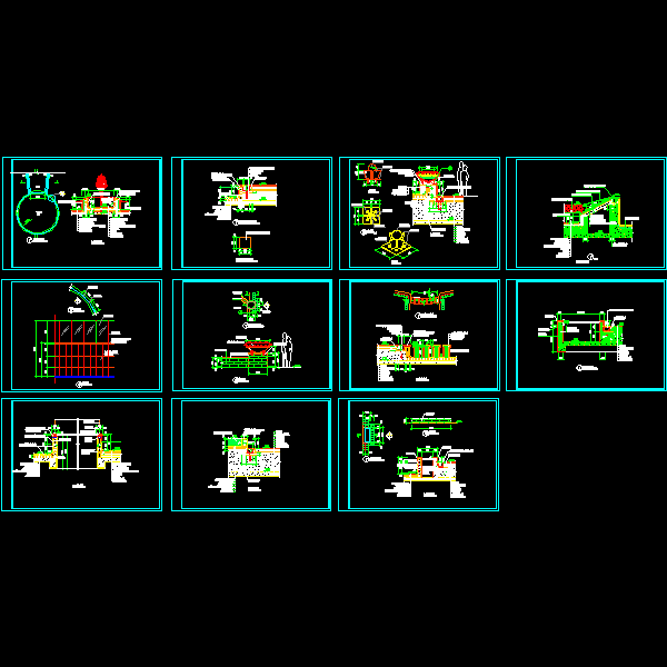 屋顶花园的喷水池做法CAD详图（11页施工图纸） - 1