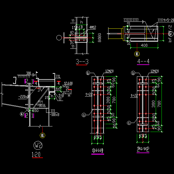 腹板连续节点构造详细设计CAD图纸（一） - 1