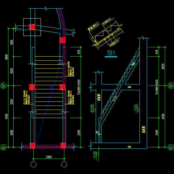 下室楼梯大样节点构造详细设计CAD图纸 - 1