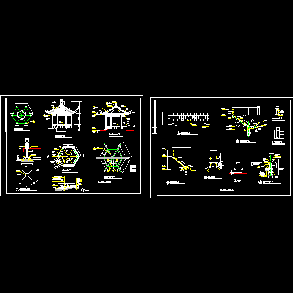 六角古亭施工详细设计CAD图纸 - 1