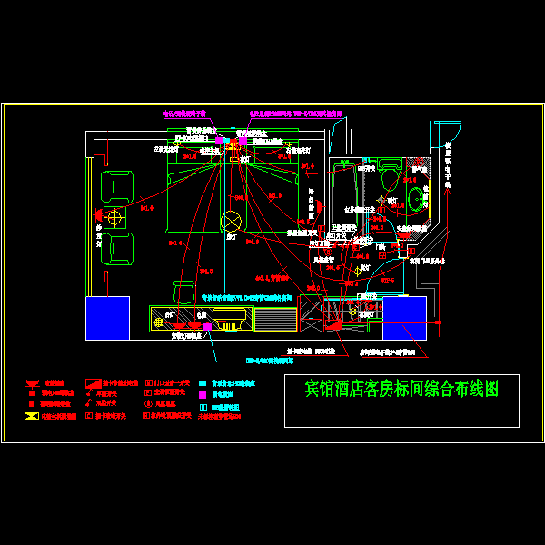 宾馆客房电气综合布线CAD图纸 - 1