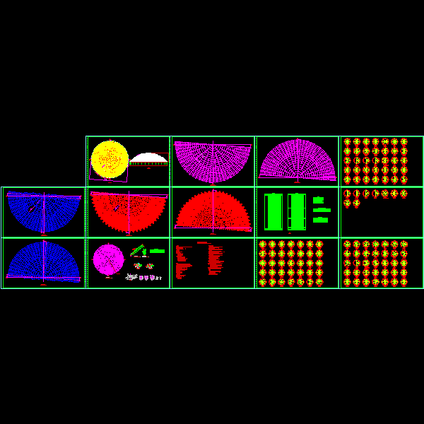 正放四角锥球壳网架结构CAD施工图纸（、14张） - 1