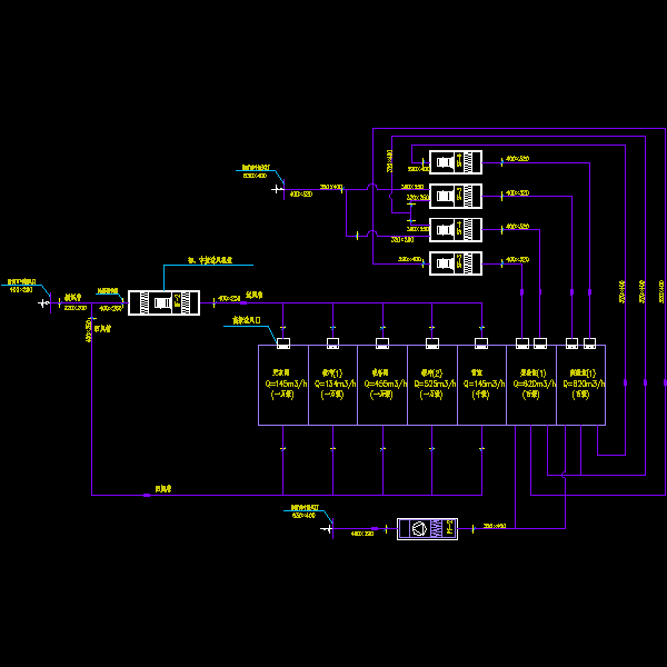 洁净室通风空调原理CAD图纸(系统图) - 1