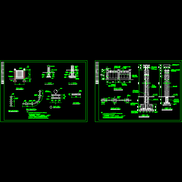 梁围墙详细设计CAD图纸 - 1