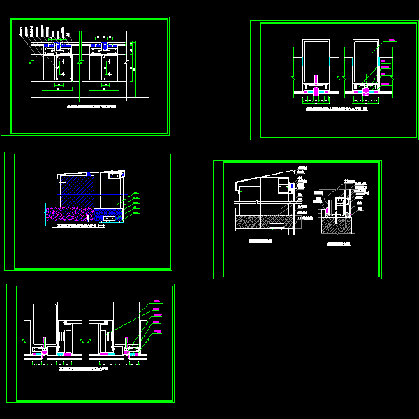 隐框幕墙横挡纵、横剖、边部、封顶、立梃节点CAD大样图纸 - 1