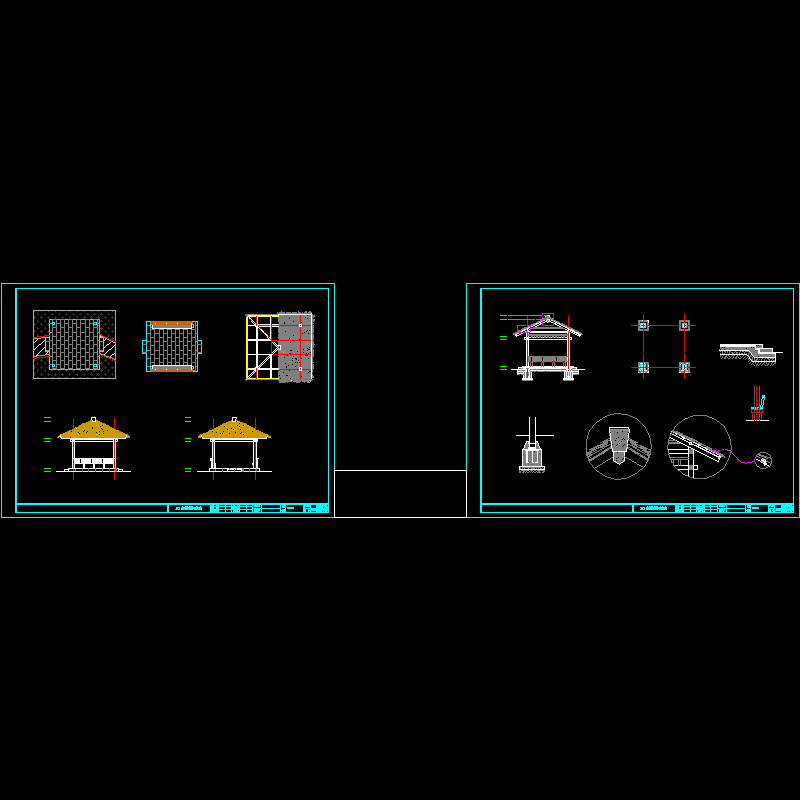 特色木质凉亭设计CAD详施工图纸 - 1