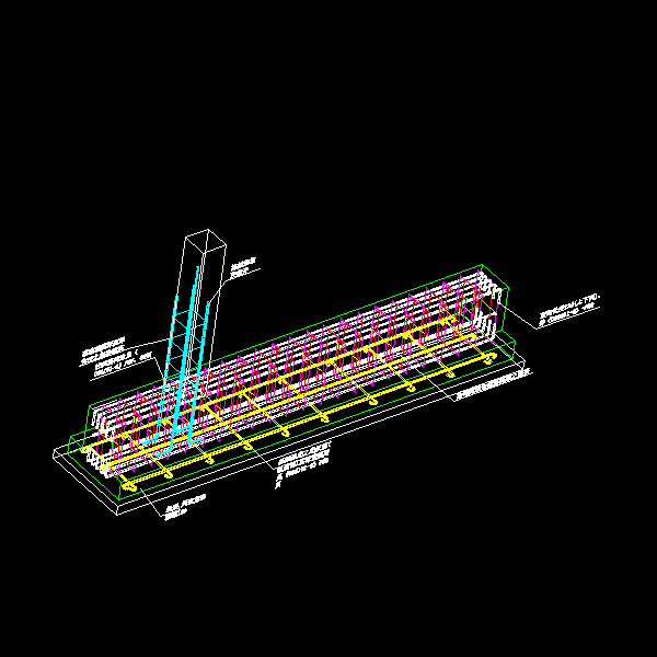 基础梁钢筋三维CAD图纸 - 1