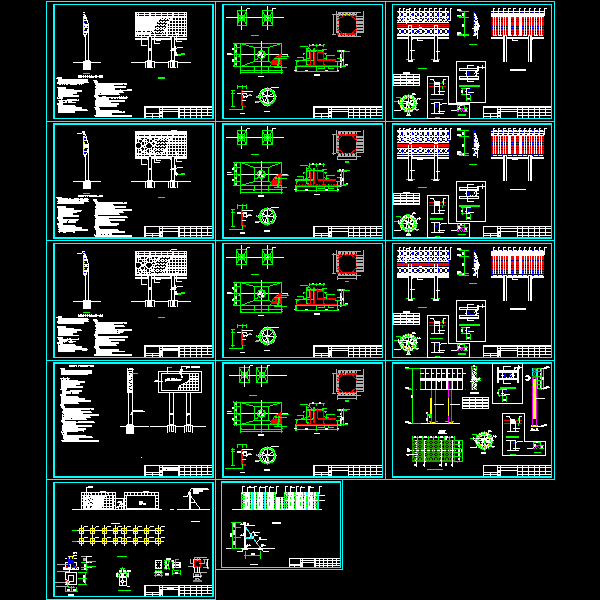 钢桁架结构广告牌结构CAD施工图纸(LED/景观墙等共5套) - 1
