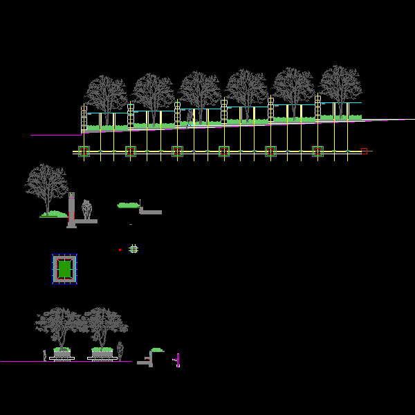 围墙及树池CAD详图纸 - 1