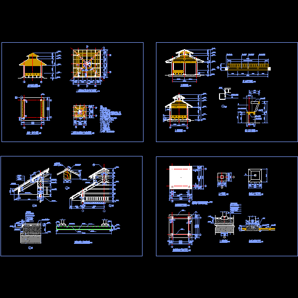 重檐木亭施工CAD详大样图 - 1