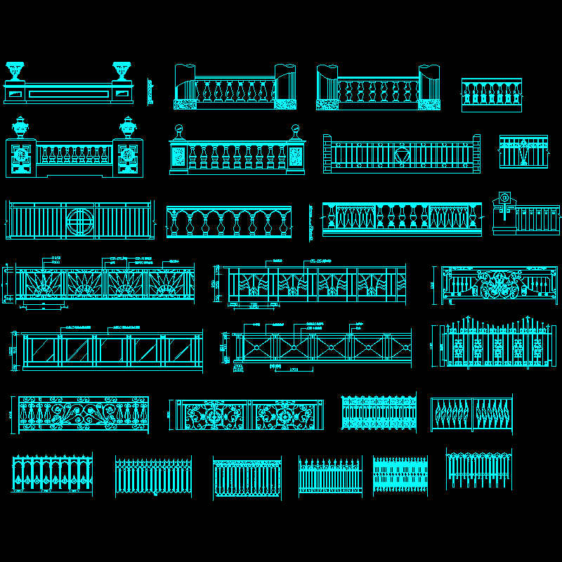 现代护栏CAD图纸块集 - 1