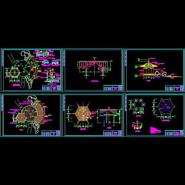 六角亭施工详细设计CAD图纸（带环境）(结构平面图) - 1
