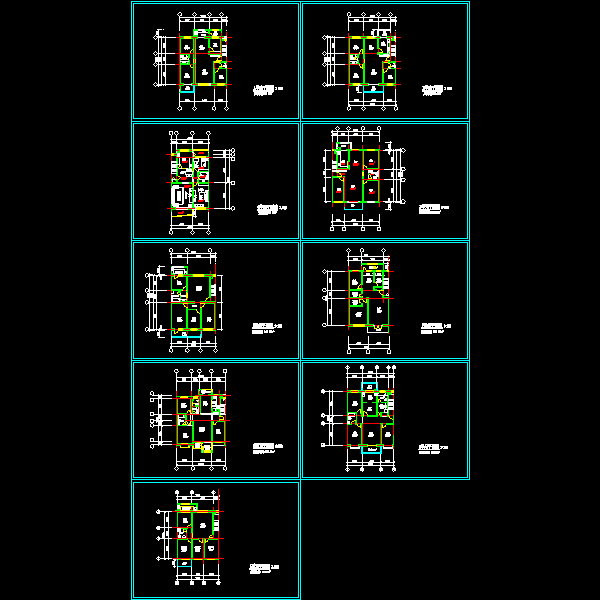 九个110－150平米户型设计CAD平面图 - 1
